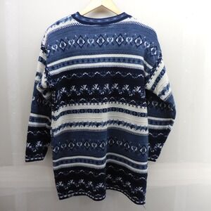 Vintage Spunky Blue Fair Isle Nordic Snow Knit Sweater Made in USA Mens Medium
